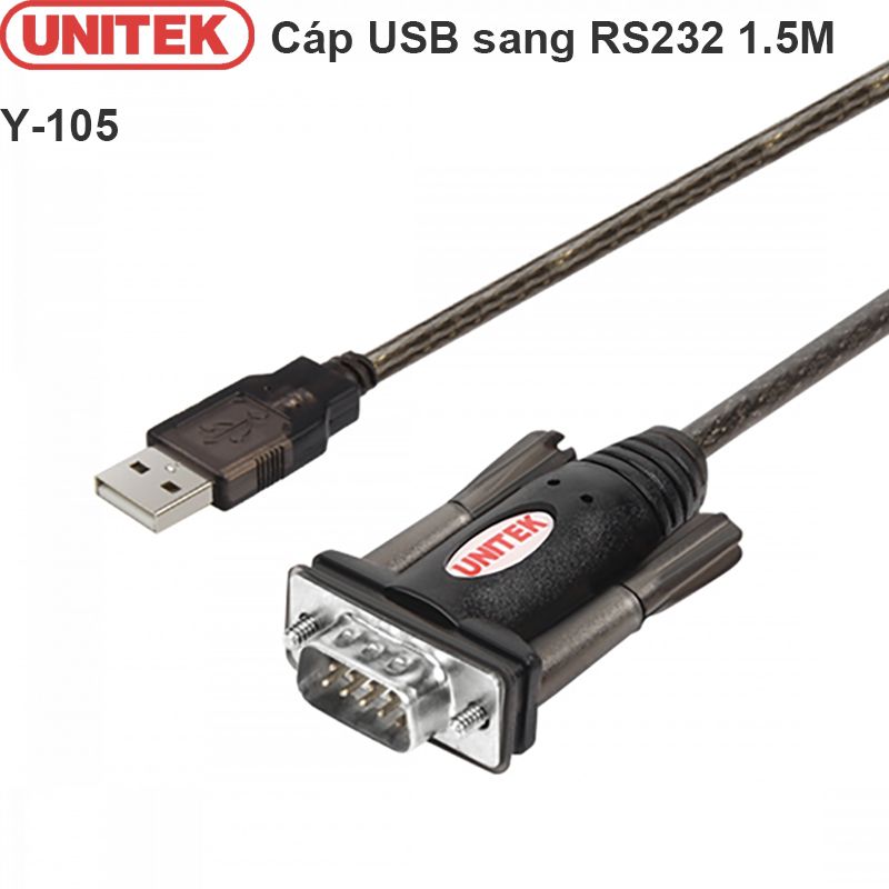 Cáp USB to RS232 1.5m Unitek Y-105 hỗ trợ Win7 8 10