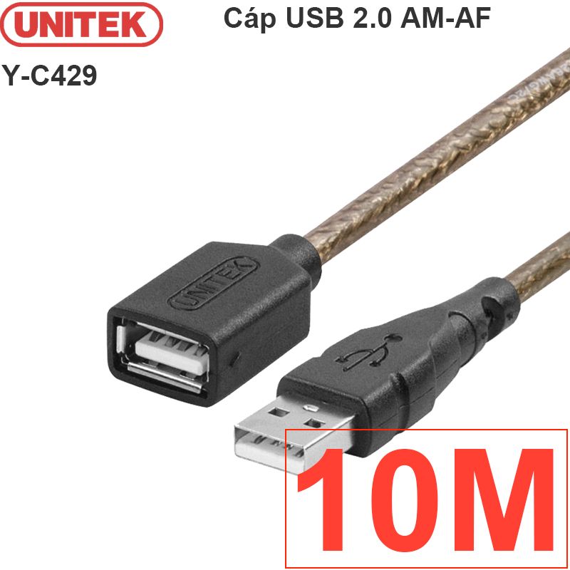  Cáp nối dài USB 2.0 AM-AF 1 đầu đực 1 đầu cái UNITEK 1.8M 3M 5M 10M 