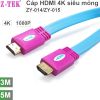 Cáp HDMI 4K siêu mỏng Z-TEK 3M-5M chuẩn 1.4 - Dây cáp HD dẹp mỏng 4K 3D 1080P V1.4 chính hãng Z-TEK