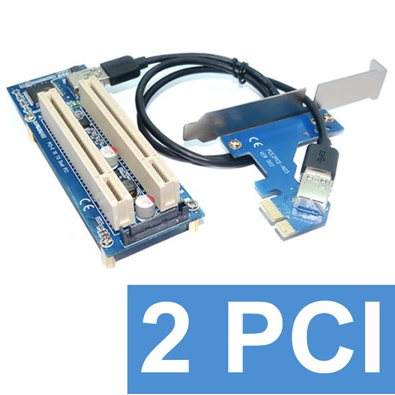  Card chuyển đổi PCI-E 1X sang 2 PCI thường - Cạc mở rộng 1 PCIE 1X ra 2 PCI đa năng 