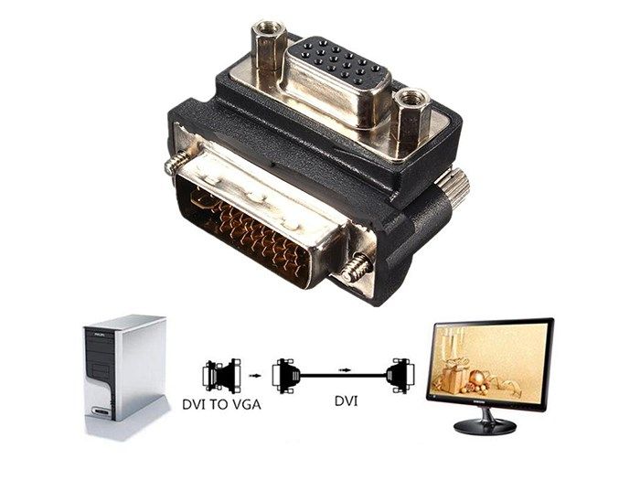  Đầu chuyển đổi DVI-I 24+5 sang VGA bẻ góc 90 độ 