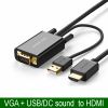 VGA USB audio sang HDMI 2 mét Ugreen 30840 - Cáp VGA ra HD