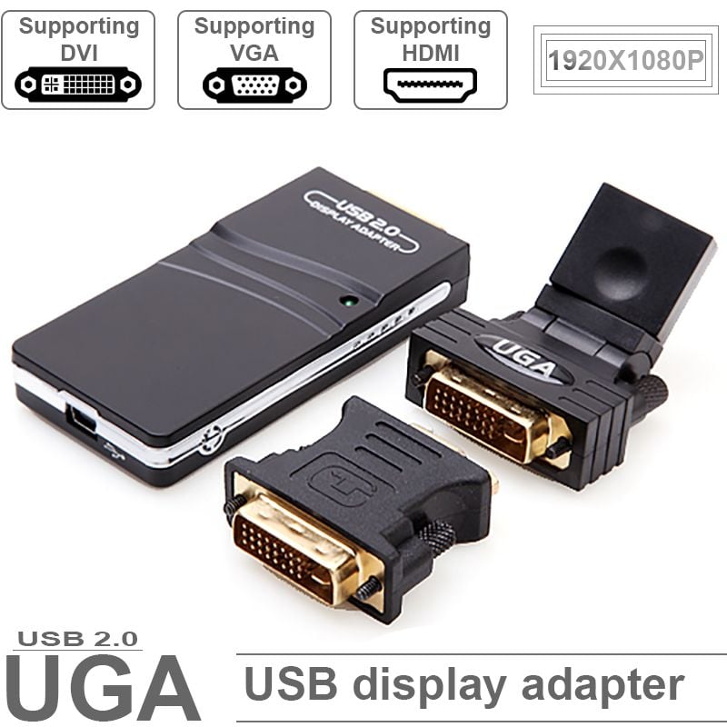 Cáp chuyển  USB 2.0 ra HDMI  VGA  DVI full HD 1080P - UGA USB display adapter