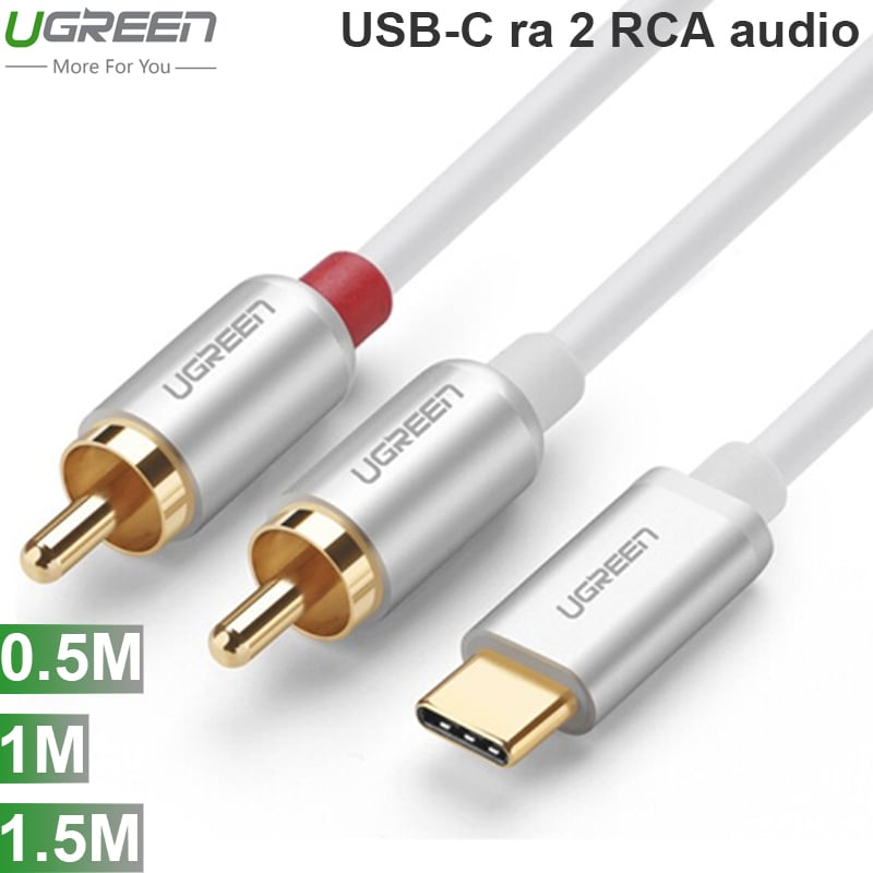 Cáp USB Type-C ra 2 RCA jack hoa sen cho loa và Ampli UGREEN 0.5M 1M 1.5M