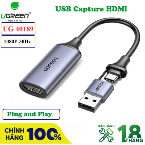 Card ghi hình Ugreen 40189 HDMI to USB 2.0 live streaming 1080P