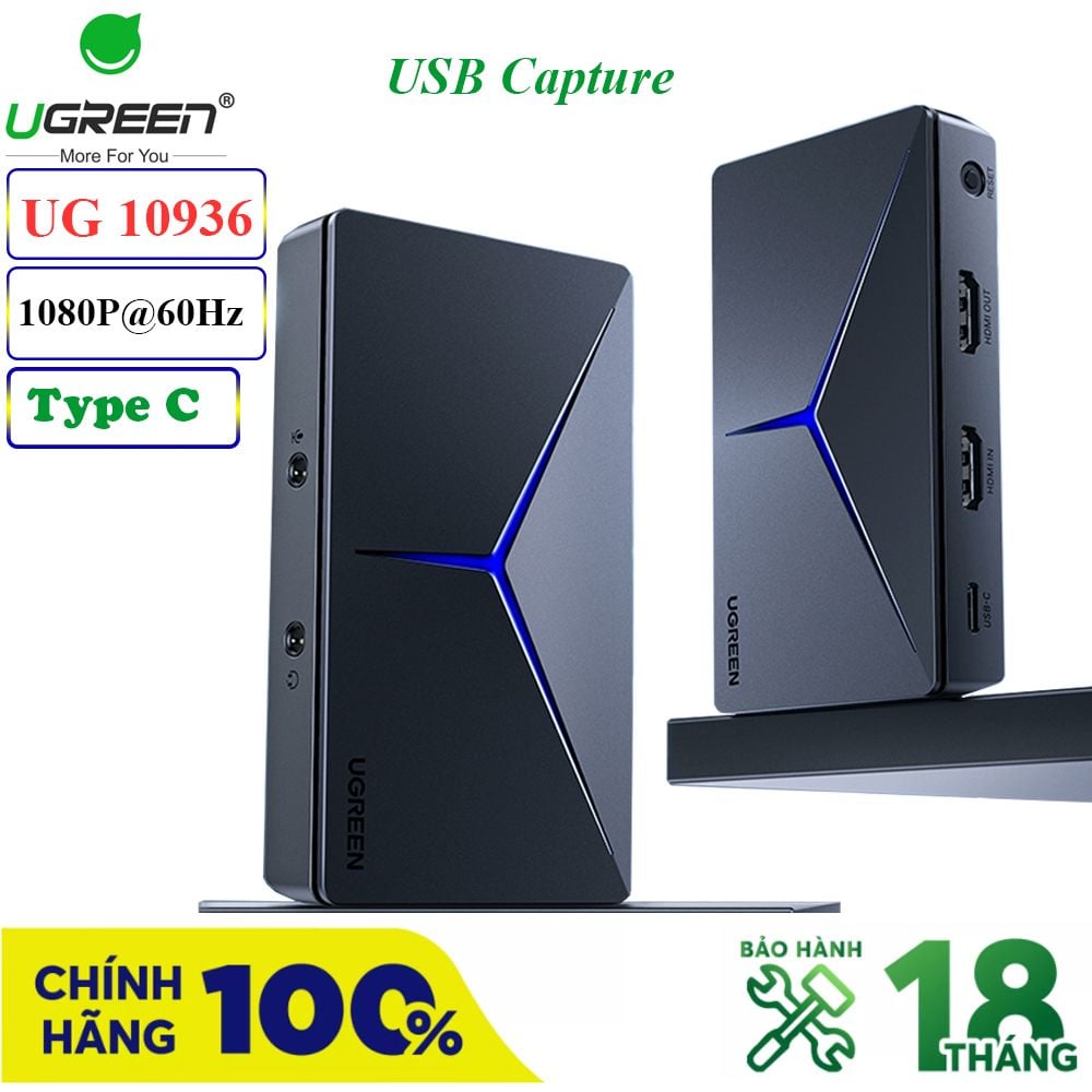 Thiêt bị ghi hình livestream qua cổng USB type C, USB capture HDMI Ugreen 10936