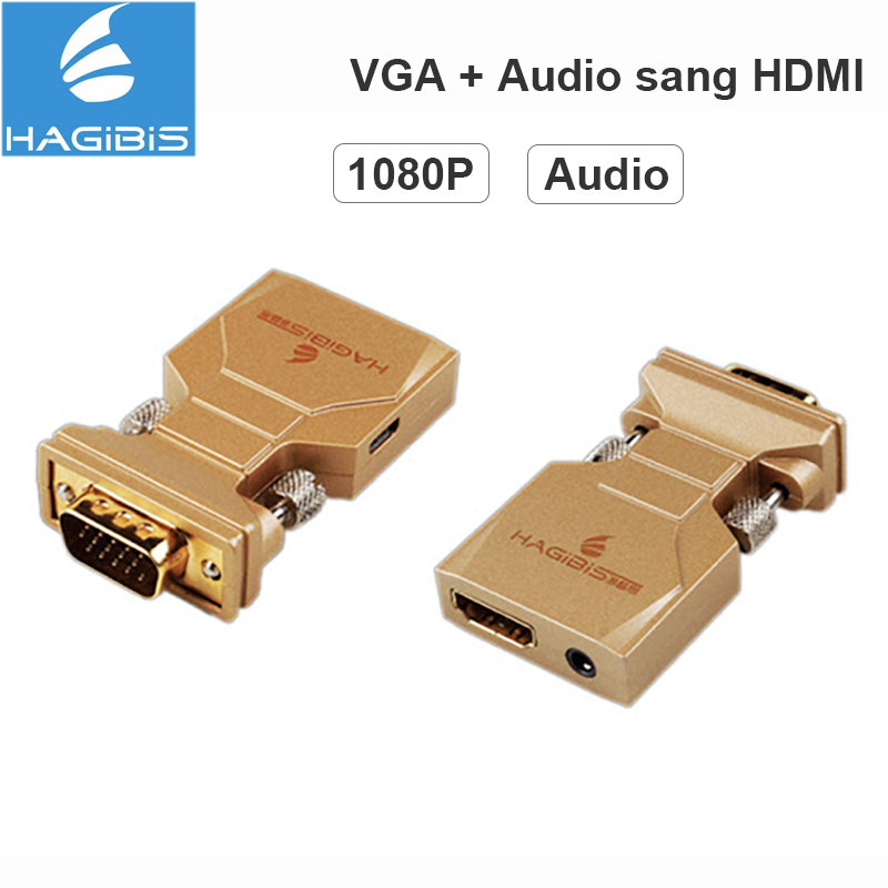 VGA Audio 3.5mm sang HDMI Hagibis - Đầu chuyển VGA sang HDMI