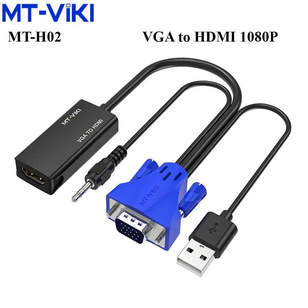  Cáp chuyển đổi VGA audio sang HDMI 1080P MT-Viki MT-H02 