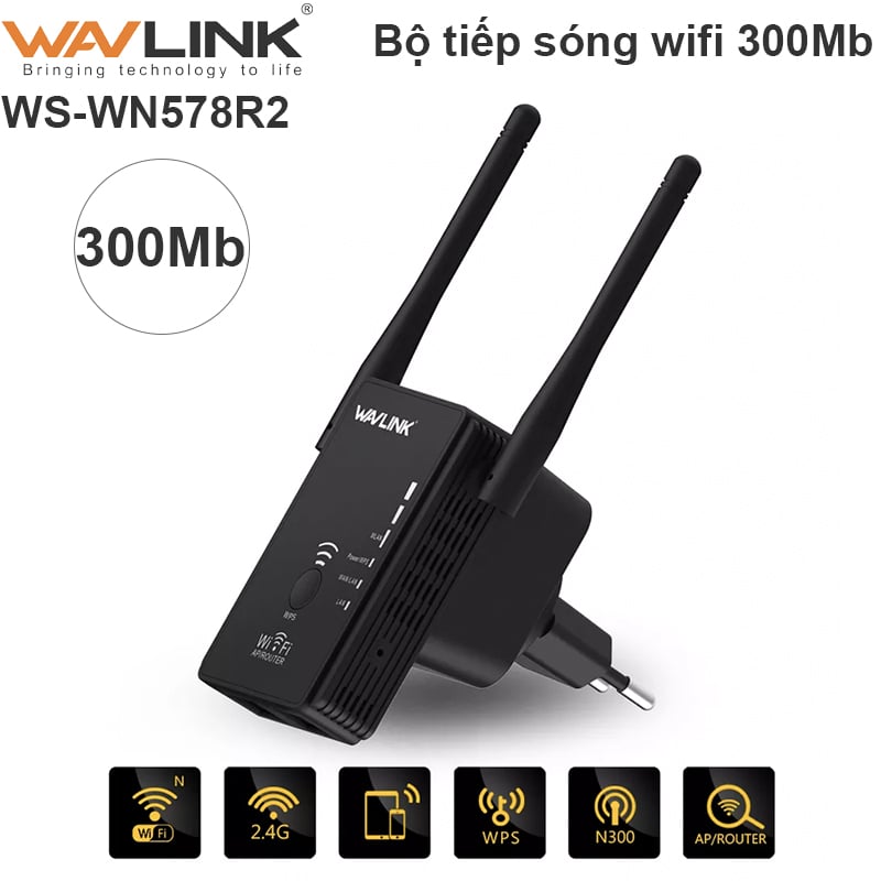 Bộ kích sóng Wifi (repeater) 300Mbps Wavlink WS-WN578R2 giá rẻ Hà Nội