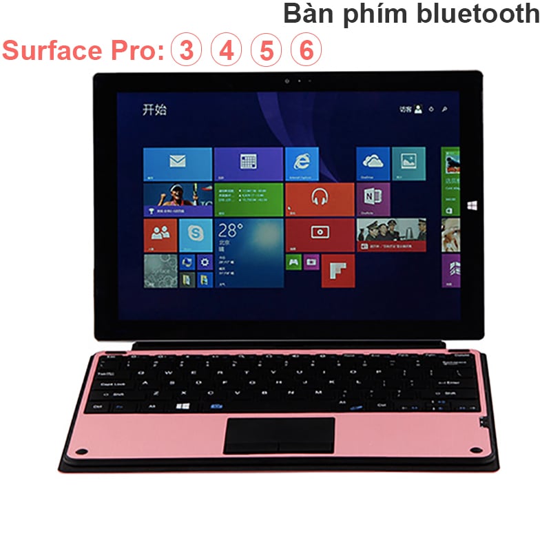 Bàn phím cho Surface Pro 3 4 6 2017 BOW WSP328- Mặt sần chống bám vân tay (màu hồng)