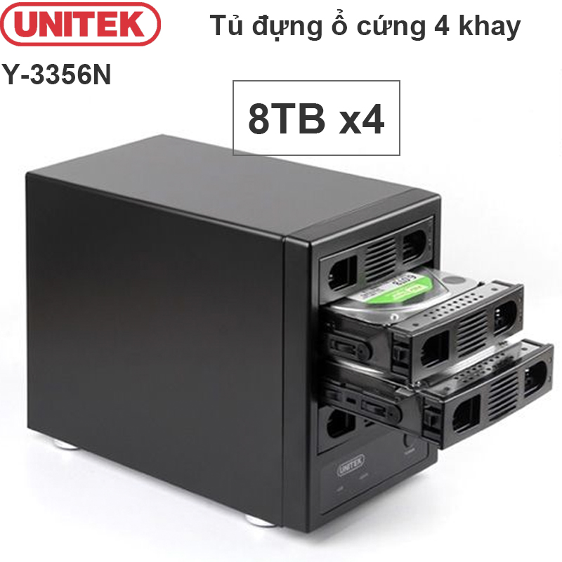 HDD BAY Unitek Y-3356N USB3.0+eSATA 4 Bay, hỗ trợ HDD SW. Dùng được cho HD Player, nhận 4 HDD cùng một lúc