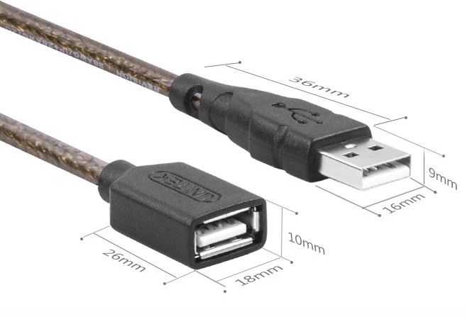  Cáp nối dài USB 2.0 AM-AF 1 đầu đực 1 đầu cái UNITEK 1.8M 3M 5M 10M 