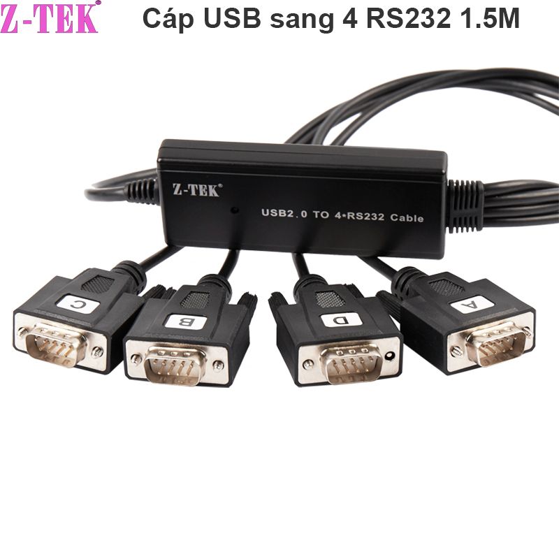 Cáp USB to 4 RS232 (USB to 4 com) Z-TEK ZE552A 1.8 mét