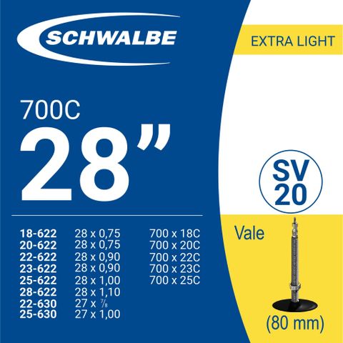 Ruột Xe Đạp Schwalbe | 700C SV20 (80mm)