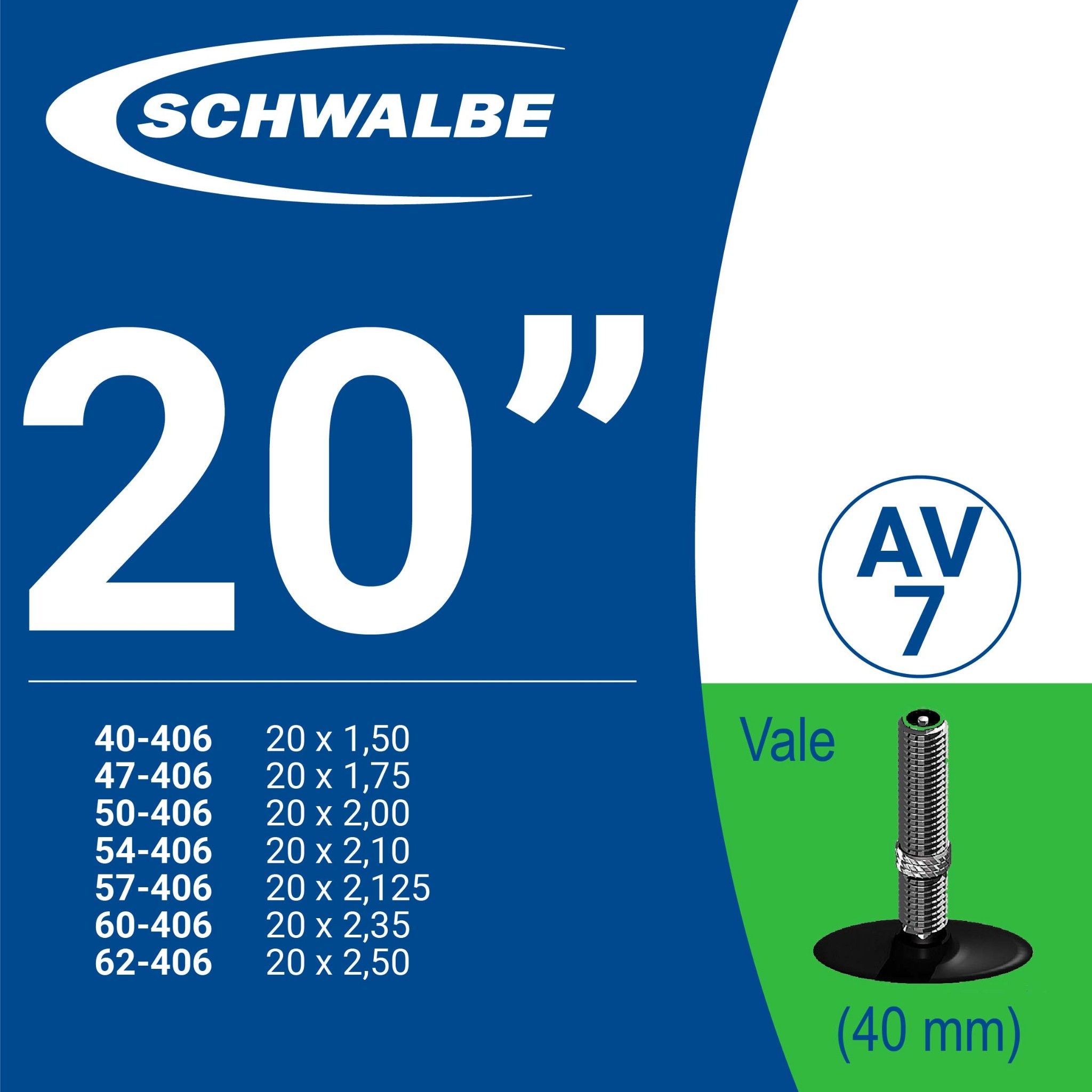 Ruột Xe Đạp Schwalbe | 20 AV7 (40mm)