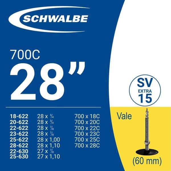 ruột xe đạp schwalbe | 700c sv15 (60mm)