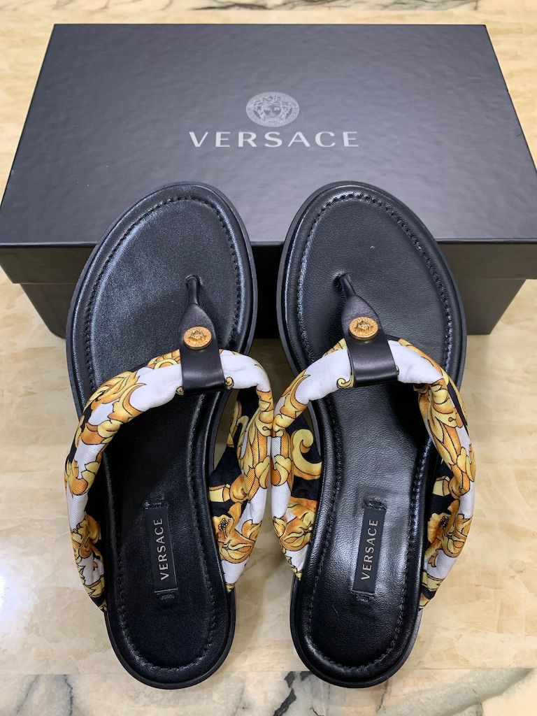 Dép nữ Versace thong calf leather