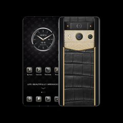 METAVERTU 2 Luxury Custom-Made Gold Plain Weave with Diamond Alligator Skin Black