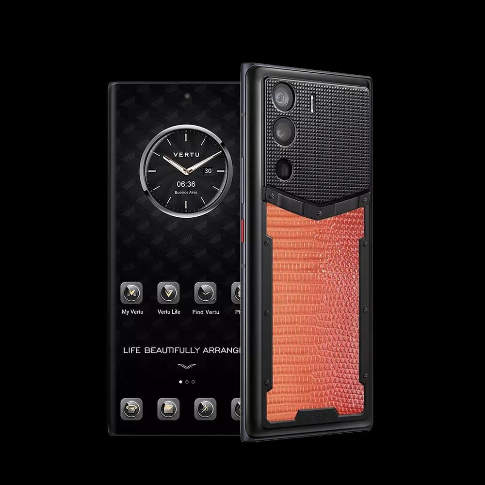 METAVERTU Pro Lizard Leather Gradient Orange With Clous De Paris