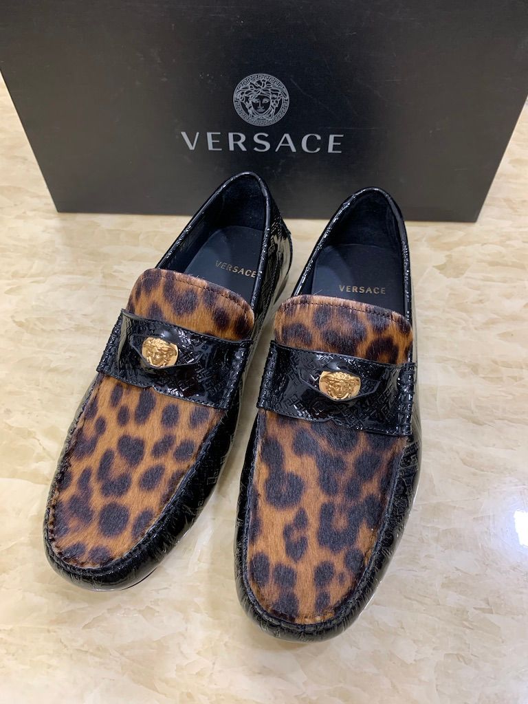 Giày nam Versace leopard loafers