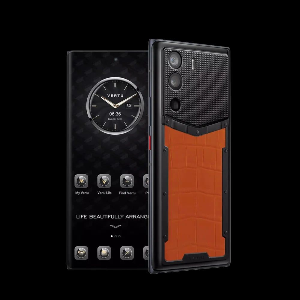 METAVERTU Orange Alligator Leather Clous De Paris Pro