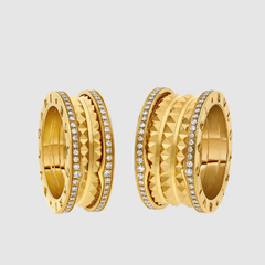 Nhẫn cưới cặp vàng hồng 18kt B.zero1 Rock nạm viên kim cương