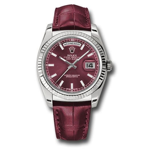 Đồng hồ Rolex White Gold Day-Date Fluted Bezel Cherry Index Dial Cherry Leather 118139 chl 36mm