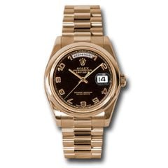 Đồng hồ Rolex Pink Gold Day-Date Domed Bezel Black Arabic Dial President Bracelet 118205 bkap 36mm