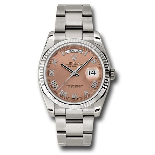 Đồng hồ Rolex White Gold Day-Date Fluted Bezel Copper Roman Dial Oyster Bracelet 118239 cro 36mm