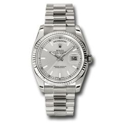 Đồng hồ Rolex White Gold Day-Date Fluted Bezel Silver Index Dial President Bracelet 118239 ssp 36mm