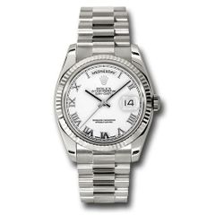 Đồng hồ Rolex White Gold Day-Date Fluted Bezel White Roman Dial President Bracelet 118239 wrp 36mm
