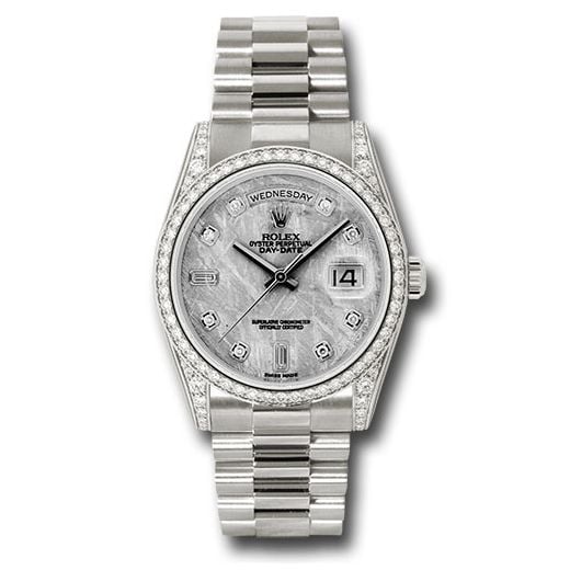 Đồng hồ Rolex White Gold Day-Date Diamond Lugs Diamond Bezel Meteorite Diamond Dial President Bracelet 118389 mtdp 36mm