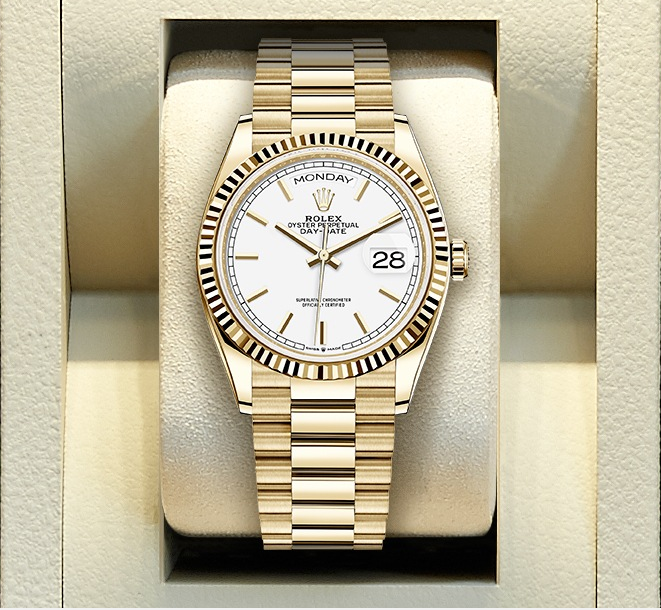 Rolex Yellow Gold Day-Date 36mm White Index Dial President