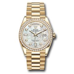 Đồng hồ Rolex Yellow Gold Day-Date Diamond Bezel Mother-of-Pearl Diamond Dial President Bracelet 128348RBR mdp 36mm
