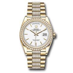 Đồng hồ Rolex Yellow Gold Day-Date Diamond Bezel White Index Dial Diamond President Bracelet 128348rbr wip 36mm
