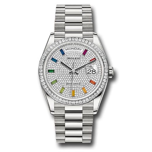 Đồng hồ Rolex Platinum Day-Date Diamond Bezel Diamond-Paved Dial President Bracelet 128396tbr dprsp 36mm