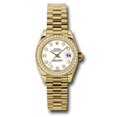 Đồng hồ Rolex Yellow Gold Lady-Datejust 42 Diamond Bezel White Diamond Dial President Bracelet 179138 wdp 26mm