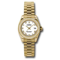 Đồng hồ Rolex Yellow Gold Lady-Datejust 42 Diamond Bezel White Roman Dial President Bracelet 179138 wrp 26mm