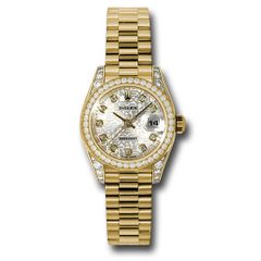 Đồng hồ Rolex Yellow Gold Lady-Datejust 42 Diamond Bezel Silver Jubilee Diamond Dial President Bracelet 179158 sjdp 26mm