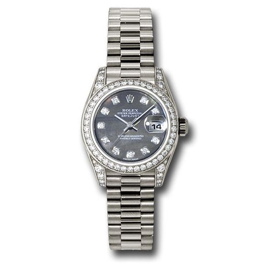 Đồng hồ Rolex White Gold Lady-Datejust 42 Diamond Bezel Dark Mother-Of-Pearl Diamond Dial President Bracelet 179159 dkmdp 26mm