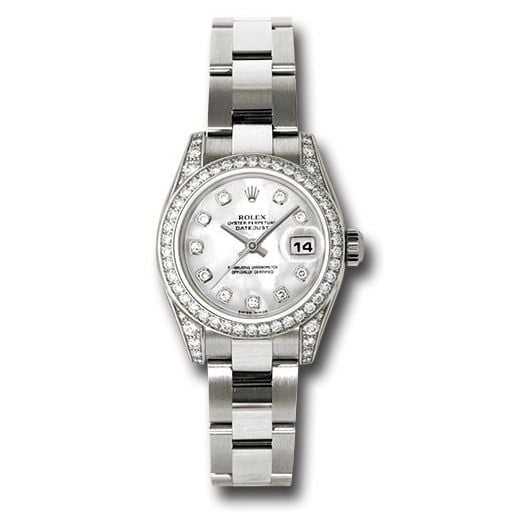 Đồng hồ Rolex White Gold Lady-Datejust 42 Diamond Bezel Mother-Of-Pearl Diamond Dial Oyster Bracelet 179159 mdo 26mm