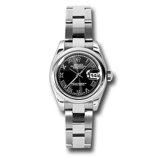 Đồng hồ Rolex Steel Lady-Datejust Domed Bezel Black Roman Dial Oyster Bracelet 179160 bkro 26mm