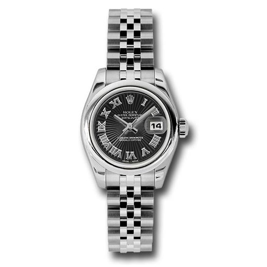 Đồng hồ Rolex Steel Lady-Datejust Domed Bezel Black Sunbeam Roman Dial Jubilee Bracelet 179160 bksbrj 26mm