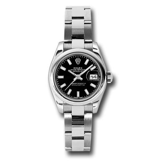 Đồng hồ Rolex Steel Lady-Datejust Domed Bezel Black Index Dial Oyster Bracelet 179160 bkso 26mm