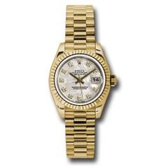 Đồng hồ Rolex Yellow Gold Lady-Datejust Fluted Bezel Meteorite Diamond Dial President Bracelet 179178 mtdp 26mm