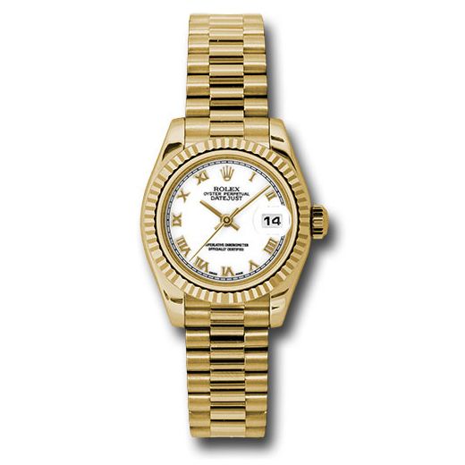 Đồng hồ Rolex Yellow Gold Lady-Datejust Fluted Bezel White Roman Dial President Bracelet 179178 wrp 26mm
