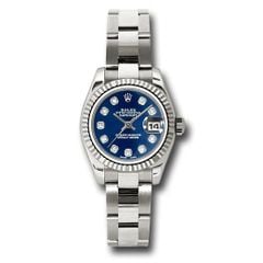 Đồng hồ Rolex White Gold Lady-Datejust Fluted Bezel Blue Diamond Dial Oyster Bracelet 179179 bdo 26mm