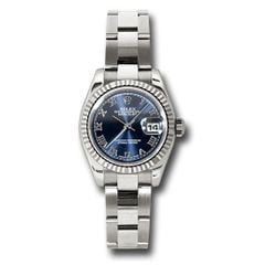 Đồng hồ Rolex White Gold Lady-Datejust Fluted Bezel Blue Roman Dial Oyster Bracelet 179179 bro 26mm