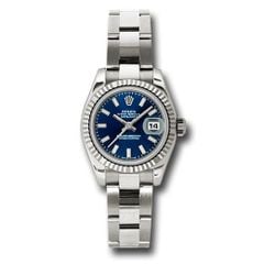 Đồng hồ Rolex White Gold Lady-Datejust Fluted Bezel Blue Index Dial Oyster Bracelet 179179 bso 26mm