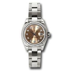 Đồng hồ Rolex White Gold Lady-Datejust Fluted Bezel Pink Diamond Dial Oyster Bracelet 179179 pdo 26mm